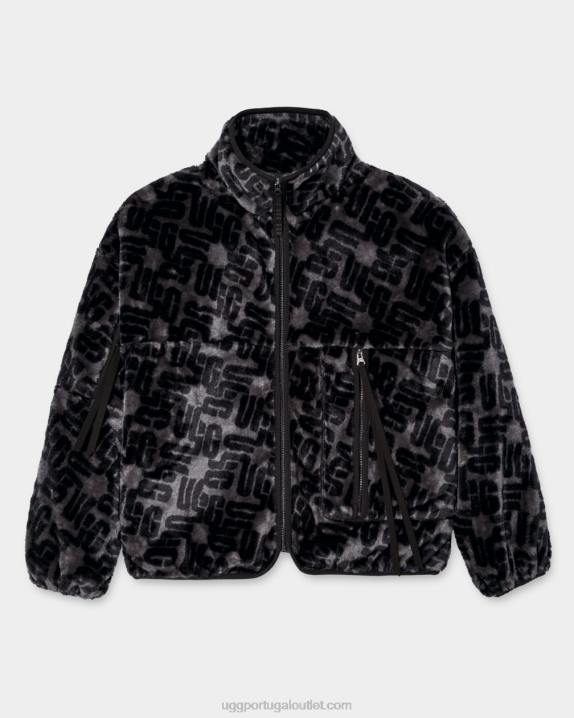 monograma gráfico preto marlene jaqueta sherpa monograma UGG 20TJ152 mulheres