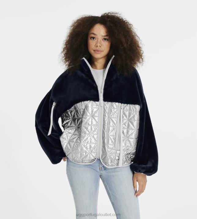ônix/prata marlene jaqueta acolchoada metalizada UGG 20TJ1371 mulheres