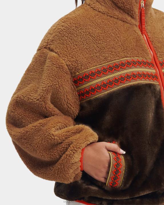 trança de herança castanha jaqueta sherpa marlene trança tradicional UGG 20TJ2167 mulheres