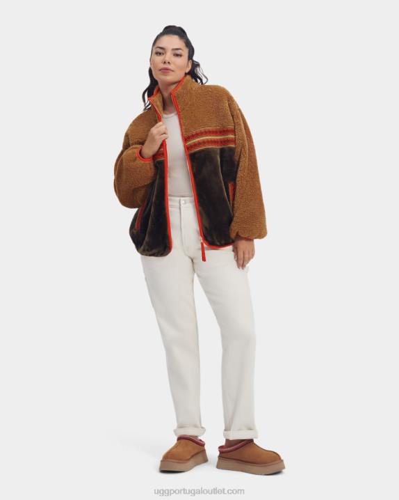 trança de herança castanha jaqueta sherpa marlene trança tradicional UGG 20TJ2167 mulheres