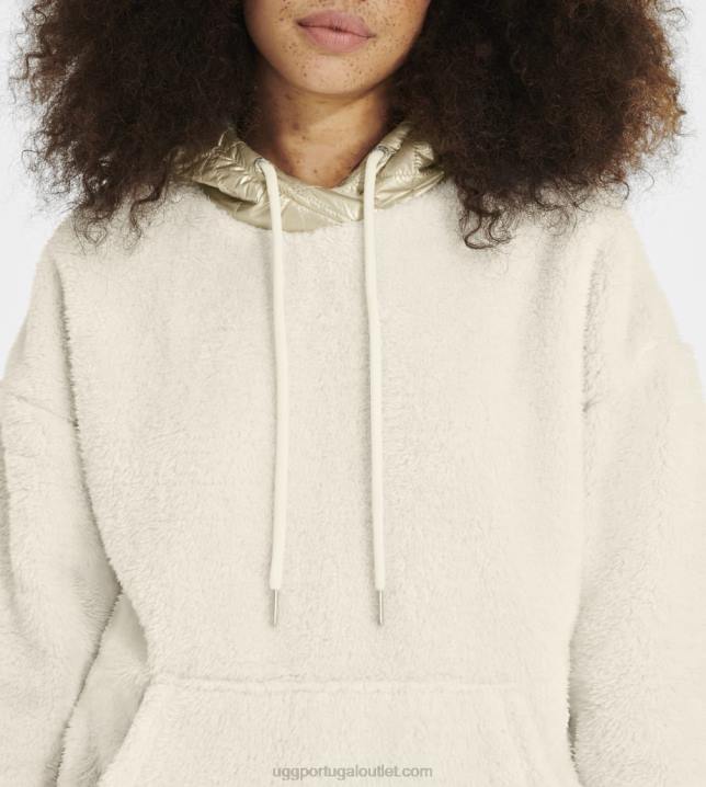 creme/ouro moletom com capuz loyra sherpa metalizado UGG 20TJ1373 mulheres