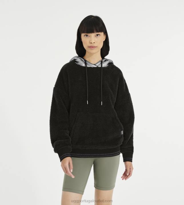 prata negra moletom com capuz loyra sherpa metalizado UGG 20TJ1374 mulheres