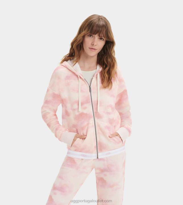 tintura de gravata flor de lótus moletom com zíper sena UGG 20TJ2242 mulheres